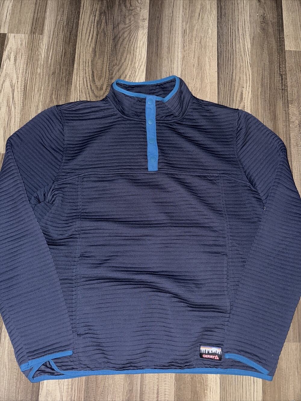 Gerry Hiking Quarter Zip Jacket Blue XL With Buttons 22x26 Hiking Outdoors